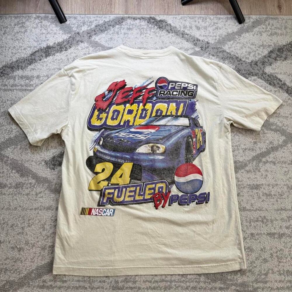 Hollister boxy fit cream Jeff Gordon Pepsi racing shirt size large (spot collar)